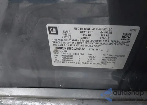 2016 Chevrolet Trax 1Ls z USA, uszkodzony, nr VIN 3GNCJNSB8GL246532